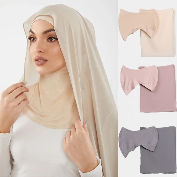 Hijab and underscarf bundle 100% Chiffon Hijab with cap islamic scarf shayla - Picture 4 of 4